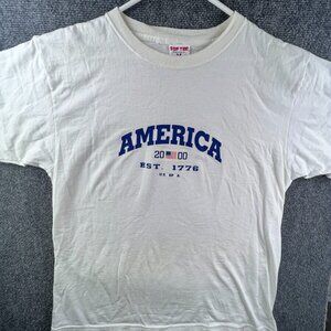 VTG 2000 America USA T Shirt Softee XL Red White Blue Adult Short Sleeve Cotton